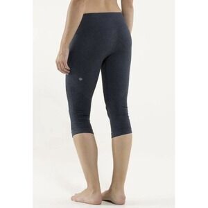 Lululemon In The Flow Crop II Leggings Heathered Inkwell Ruched Seamless Size 2